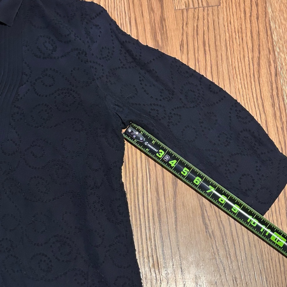 J McLaughlin Silk Cotton Blend Tunic Black 3/4 Sleeve Career Wear Whimsey Goth - Picture 9 of 13